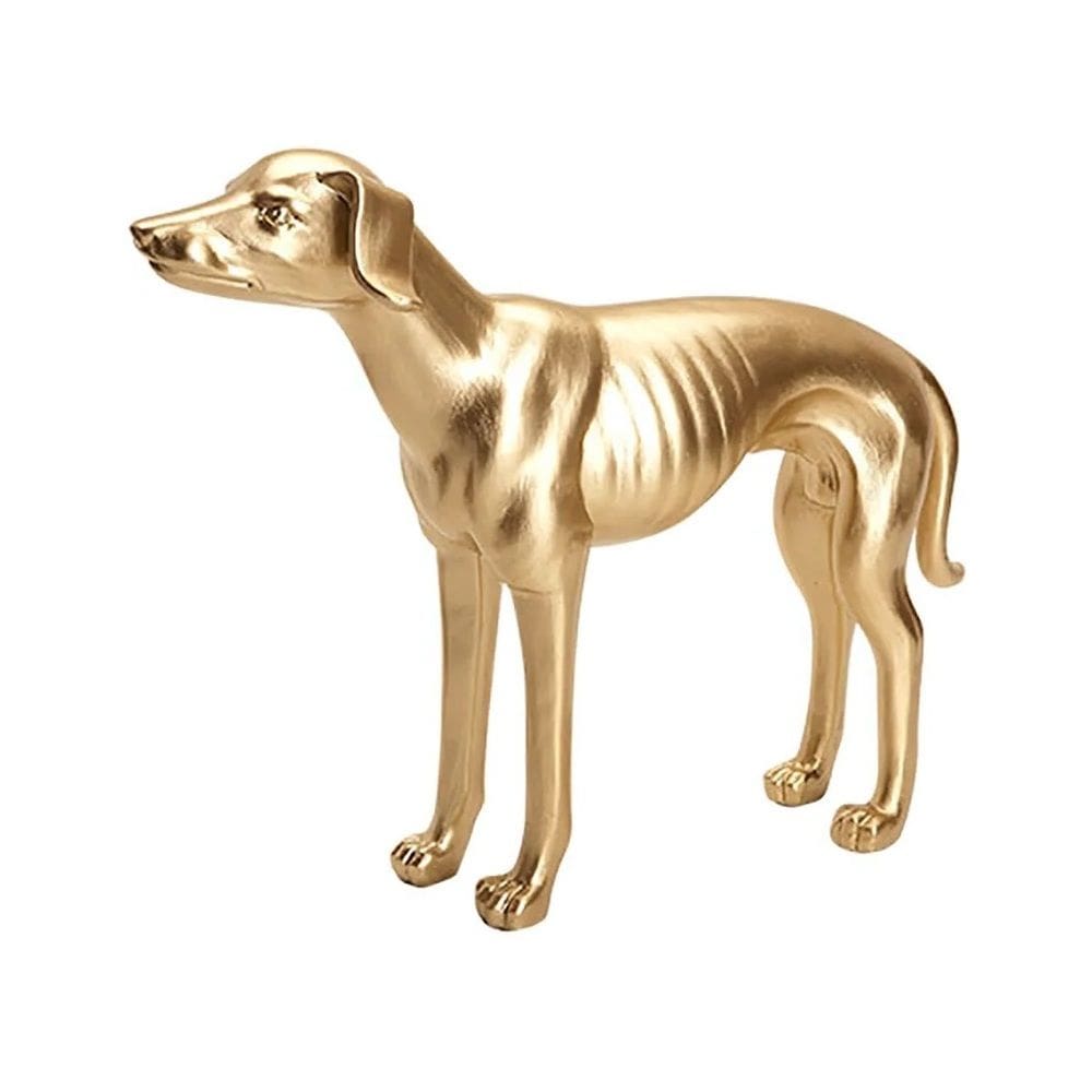 Escultura Decorativa Cachorro Galgo Inglês Dourado em Poliresina 27x35,5cm Mart