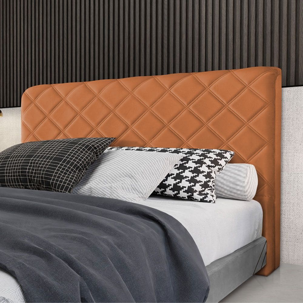 Cabeceira Cama Box Queen 1,60m Estofada Capri Veludo Terracota