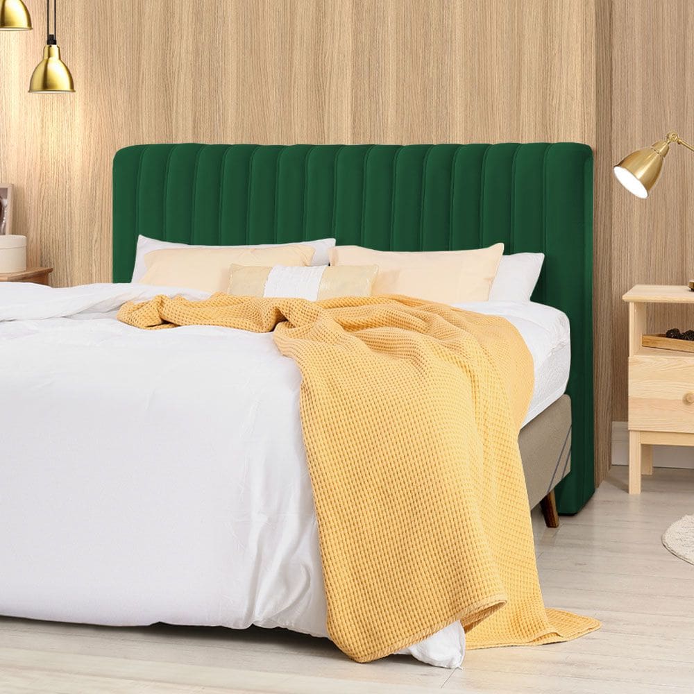 Cabeceira Cama Box King 1,93m Estofada Havai Veludo Verde