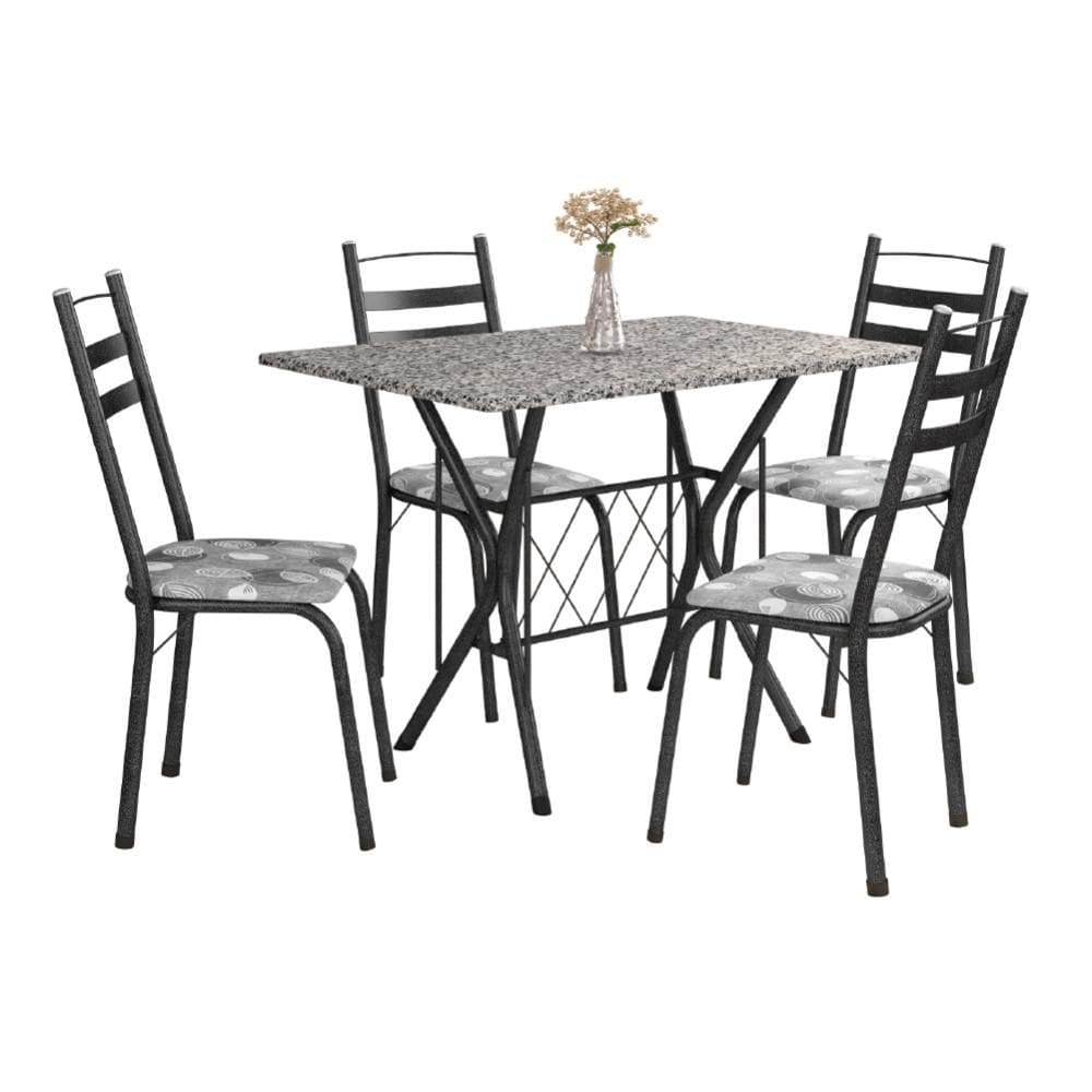 Conjunto De Mesa Itália Com 4 Cadeiras 1,20m Artefamol Dark/ Granitado