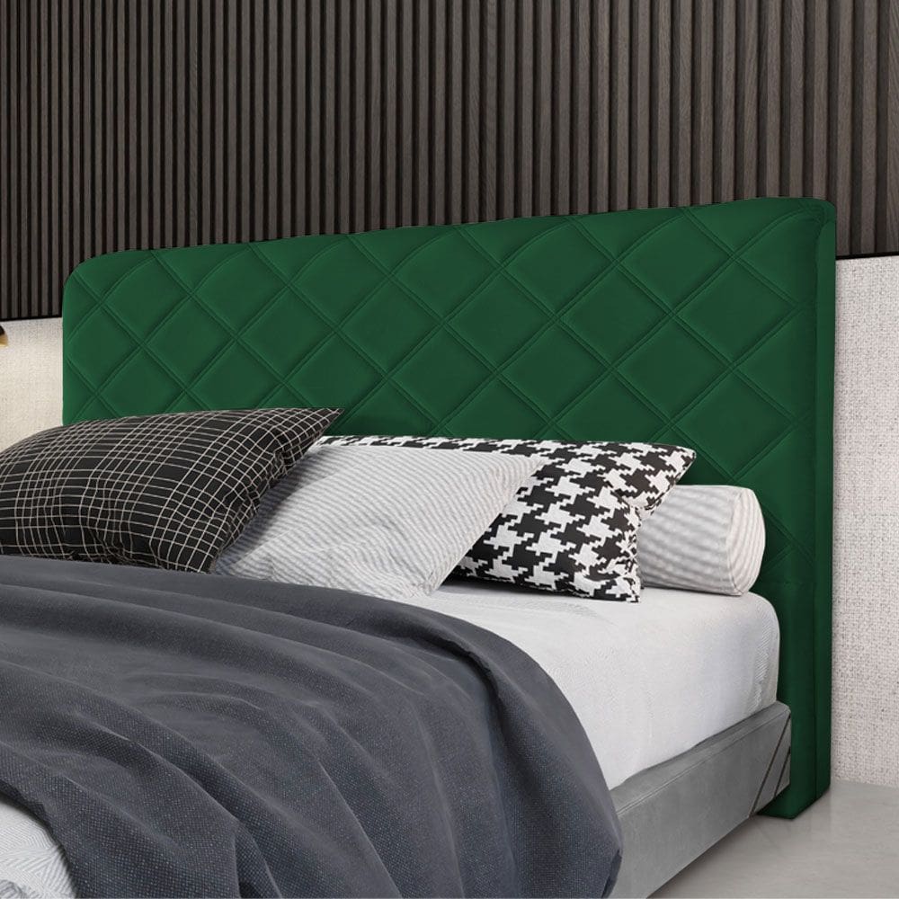 Cabeceira Cama Box Queen 1,60m Estofada Capri Veludo Verde