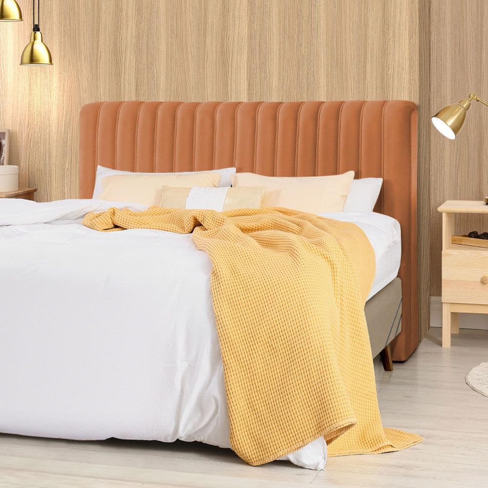 Cabeceira Cama Box Casal 1,40m Estofada Havai Veludo Terracota