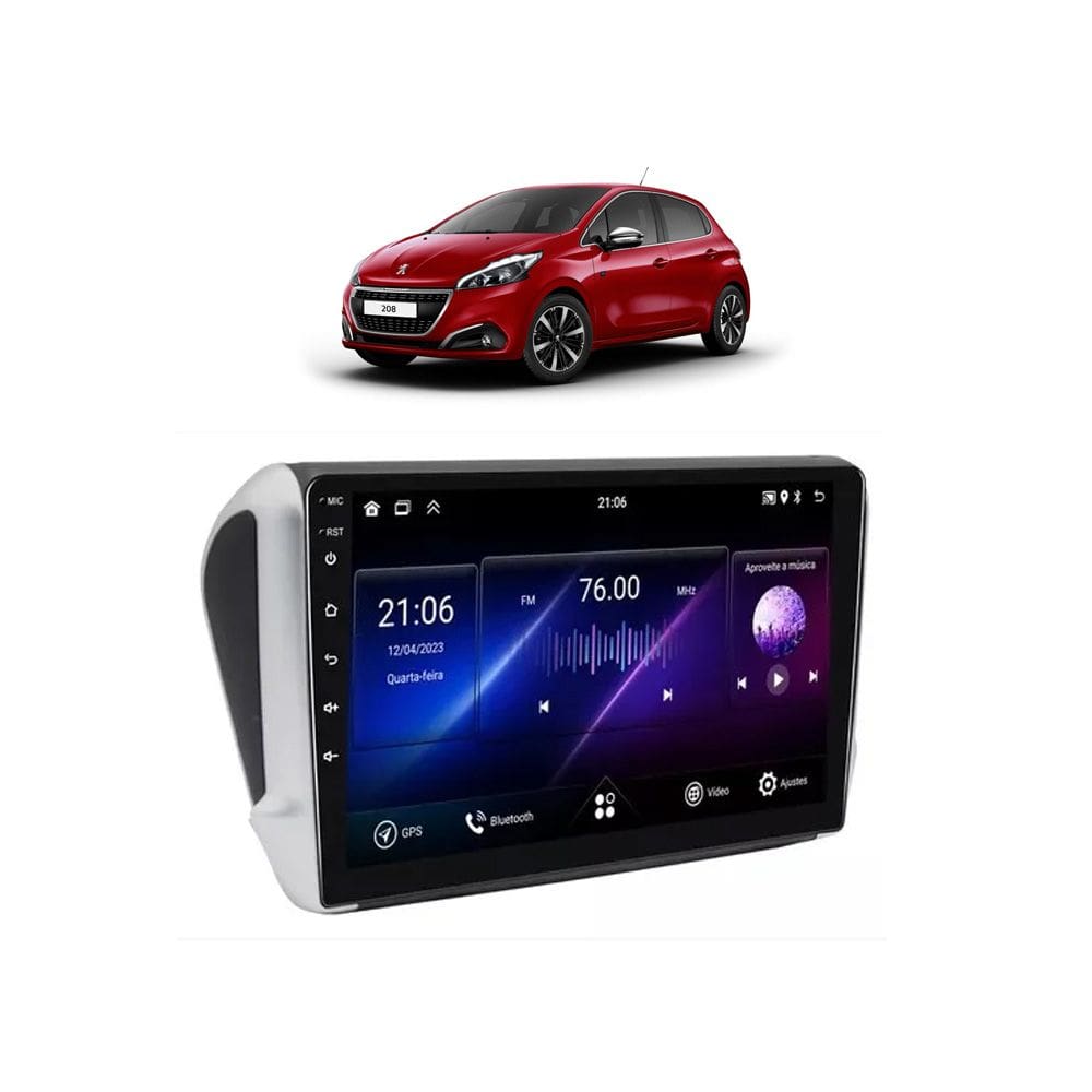 Kit Multimídia Peugeot 208 2014 / 2020 9 Pol Android Carplay 2/32GB - 915BR ROADSTAR