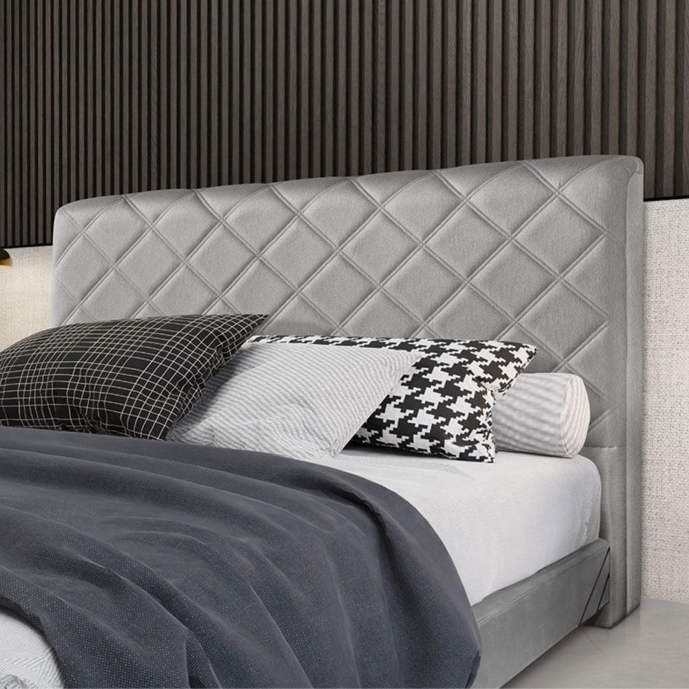 Cabeceira Cama Box King 1,93m Estofada Capri Linho Cinza