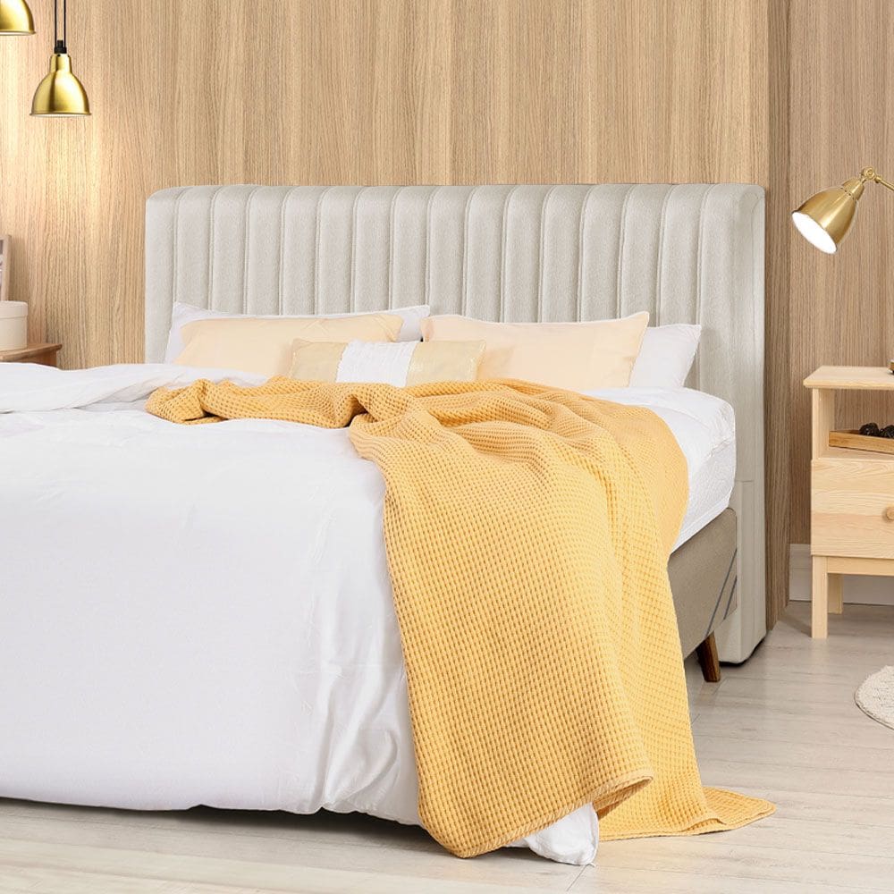 Cabeceira Cama Box King 1,93m Estofada Havai Linho Crú
