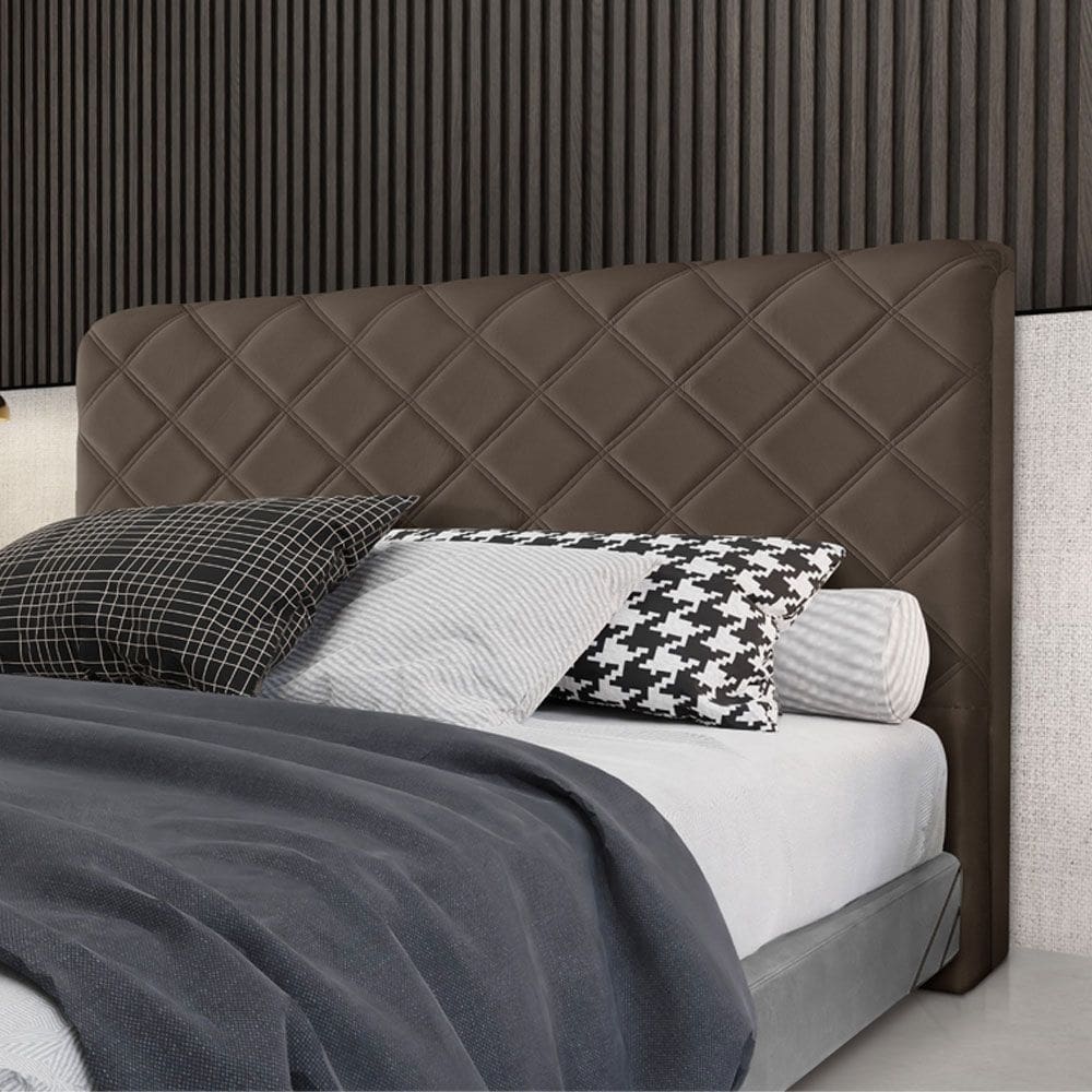 Cabeceira Cama Box King 1,93m Estofada Capri Veludo Marrom