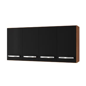 Armário G1 Aéreo Mara 1.20 4 Portas na Cor Savana/preto - Móblis