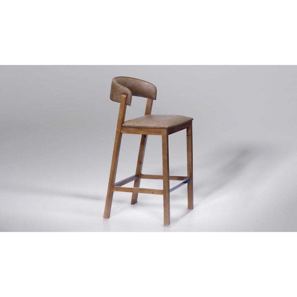 Banqueta De Luxo Alta Modelo Apollo Madeira Maciça Encosto Estofado