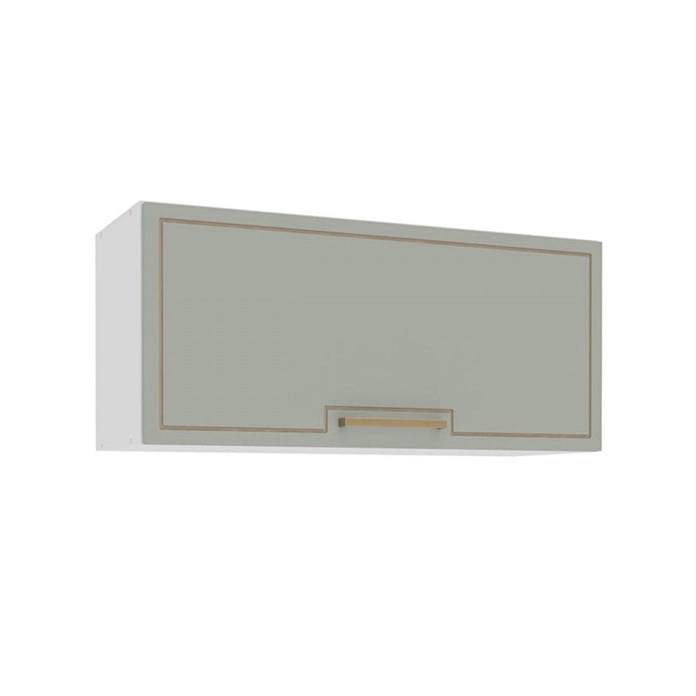 Armário Aéreo Cozinha 80 Cm Amara 1 Porta Branco/Verde - Politorno