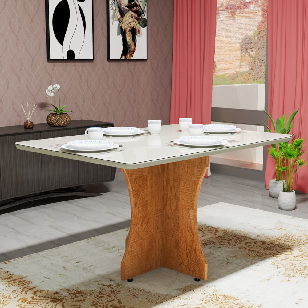 Mesa Retangular de Cozinha Para Sala de Jantar 120x80 Base Mdf