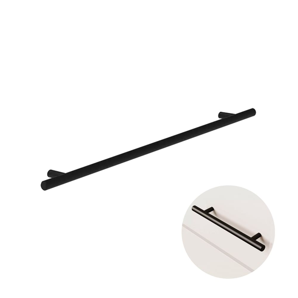Puxador Dísia 256 Mm Haste Redondo Inox Preto