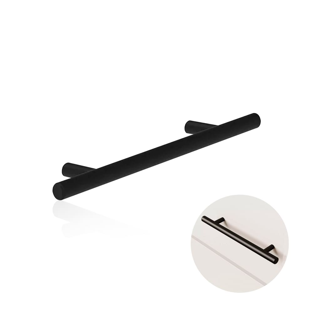 Puxador Dísia 96 Mm Haste Redondo Inox Preto