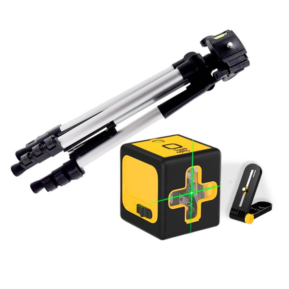 Kit Nível a Laser Verde Com Tripé Ajustável e Suporte Giratório 360 e 20 Metros Recarregável 2 Linha