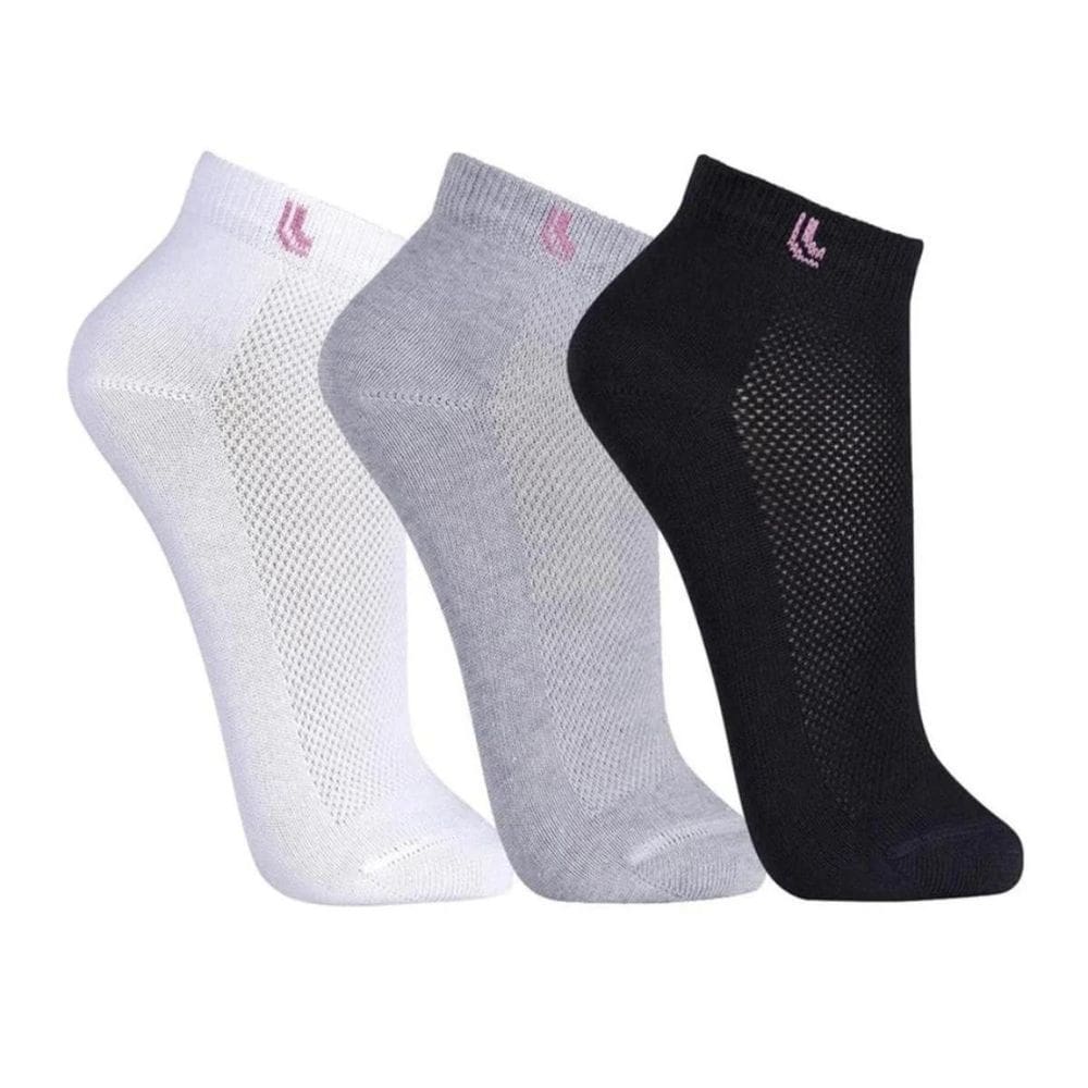 Kit 3 Pares Meia Lupo Sport Cano Curto Feminina - Preto e Cinza