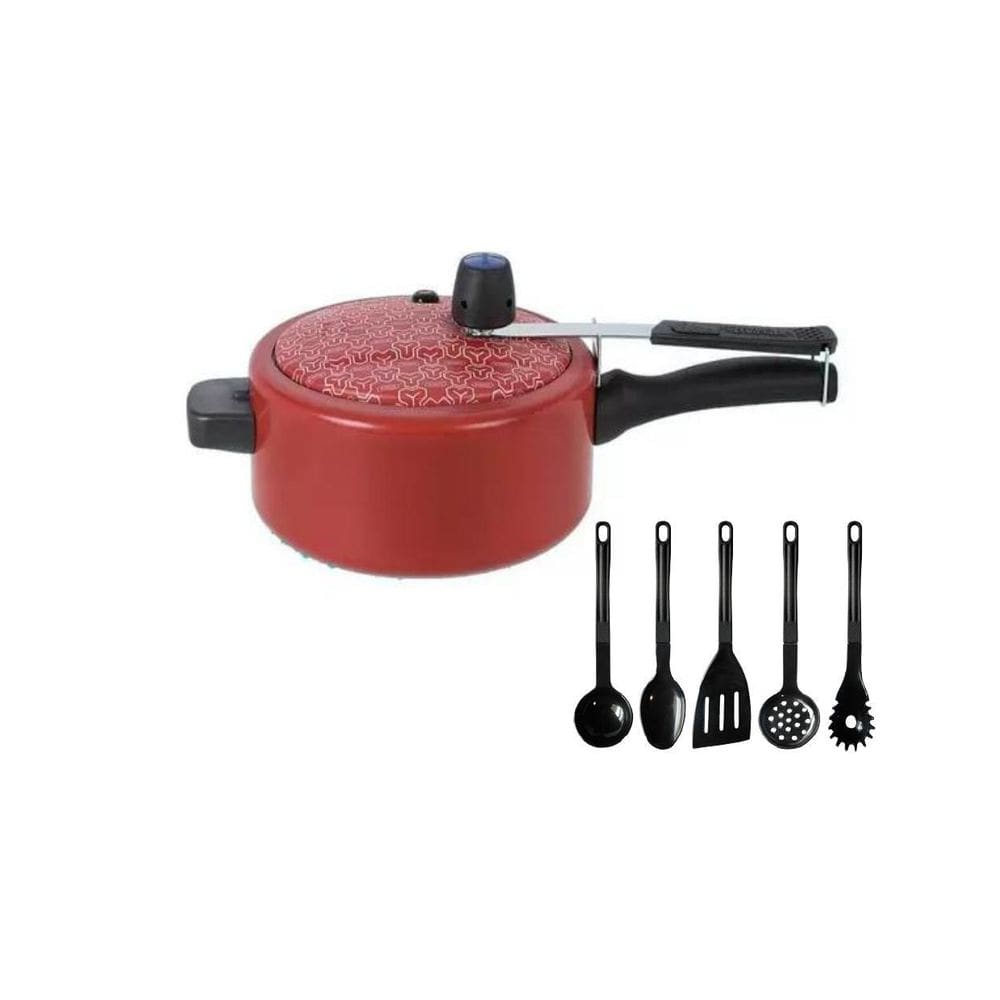 Kit Panela De Pressão Mas 5 Talheres Antiaderente.