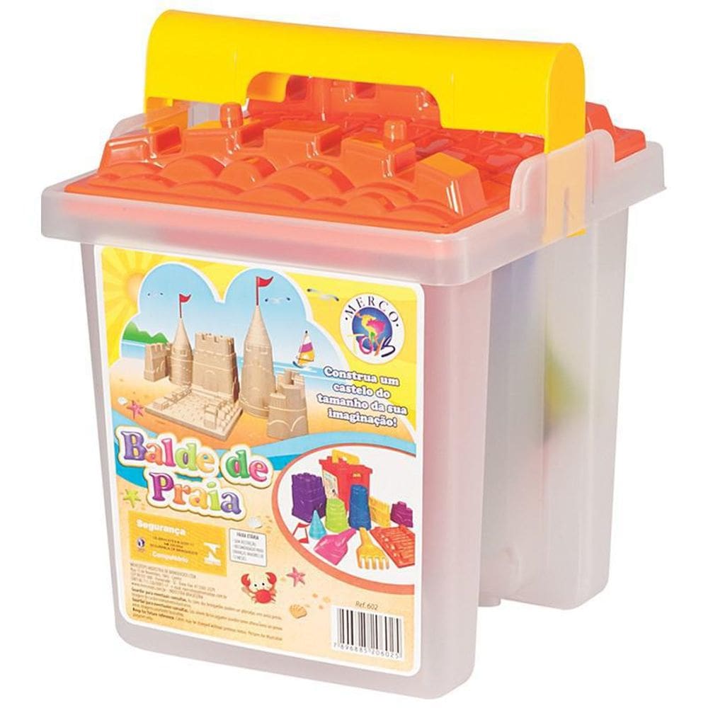Balde de Praia Castelo Mercotoys com Moldes e Acessórios