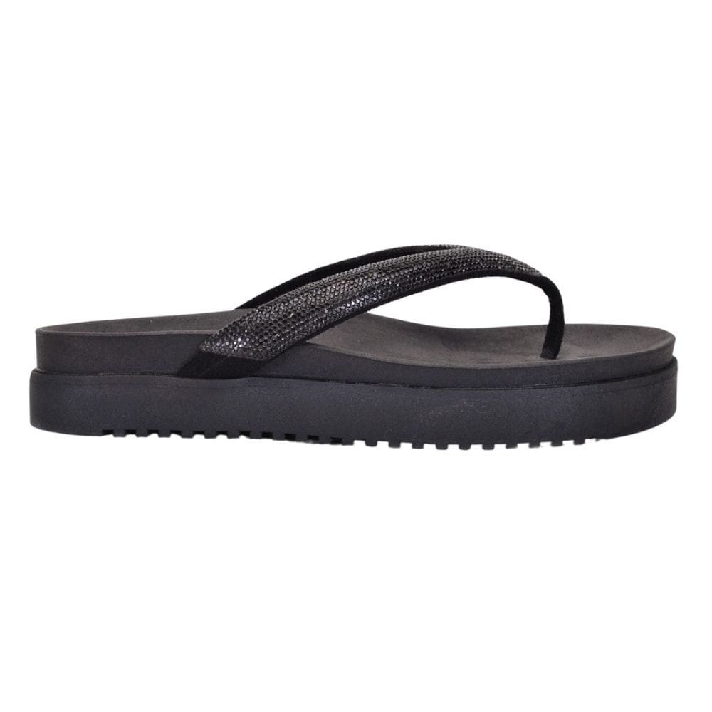 Sandália chinelo Preto Papete Calce Fácil Brilho Strass Moda
