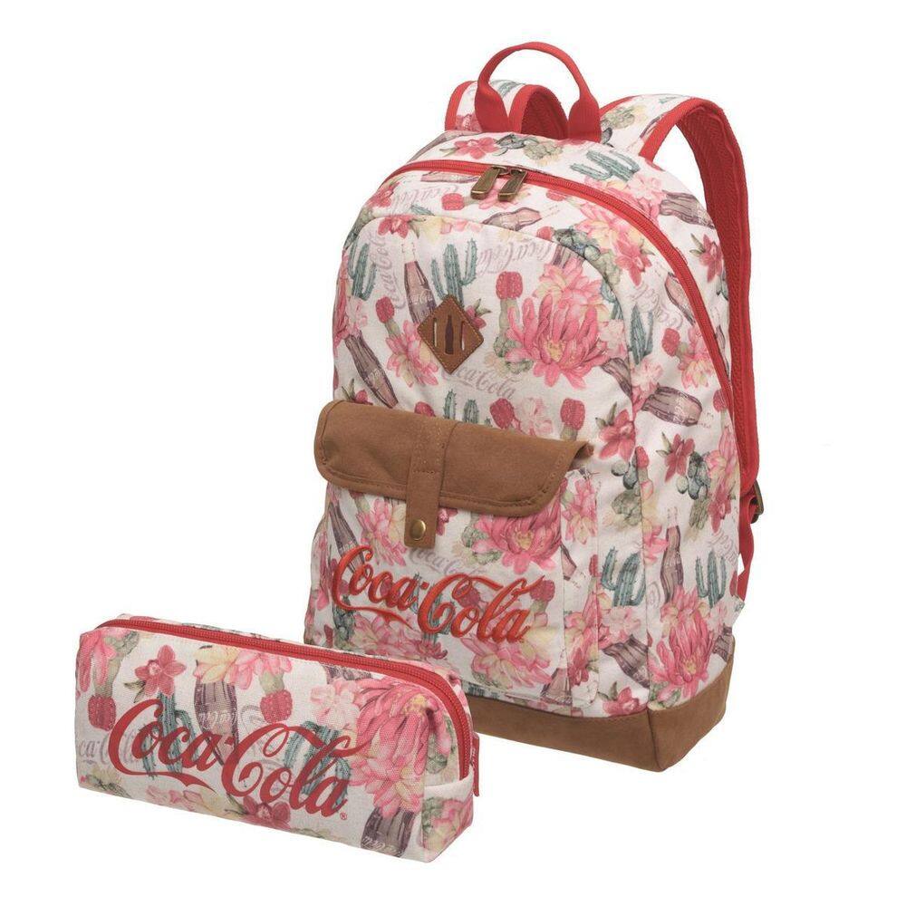 Kit Escolar Mochila Costas Coca Cola Desert Com Estojo
