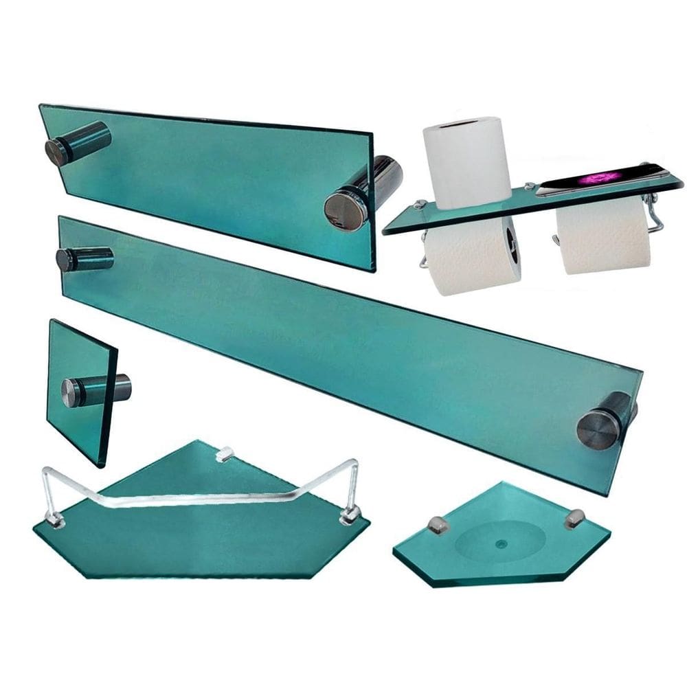 Kit Para Banheiro Premium Max Diamante Verde 6 Peças