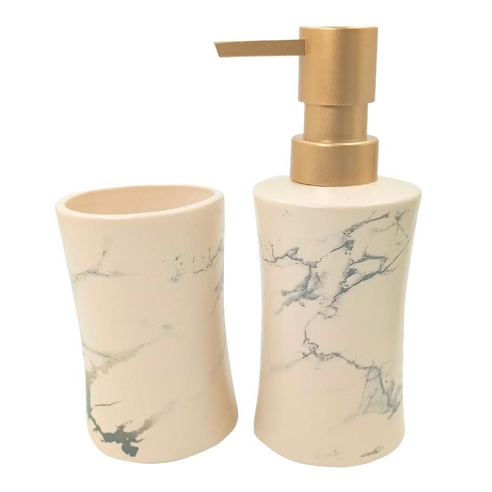 Kit Jogo De Banheiro Lavabo Cerâmica Roma 2 Peças 230Ml