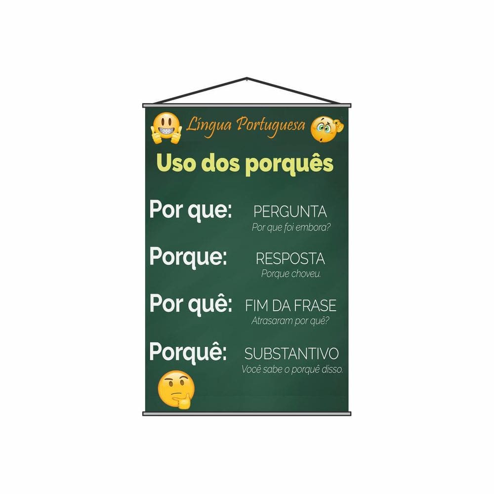 Banner Pedagógico Escolar Português Uso Dos Porquês 120X65Cm