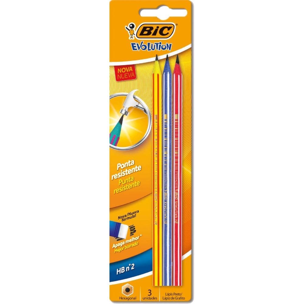 Embalagem com  3 Lapis preto Hb Color Bic