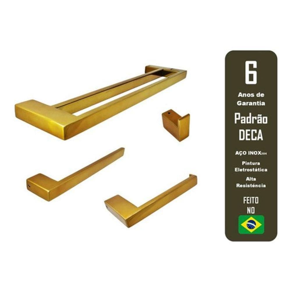 Kit Acessórios Banheiro Guriri Inox Red Gold Pd Deca 4 Peças