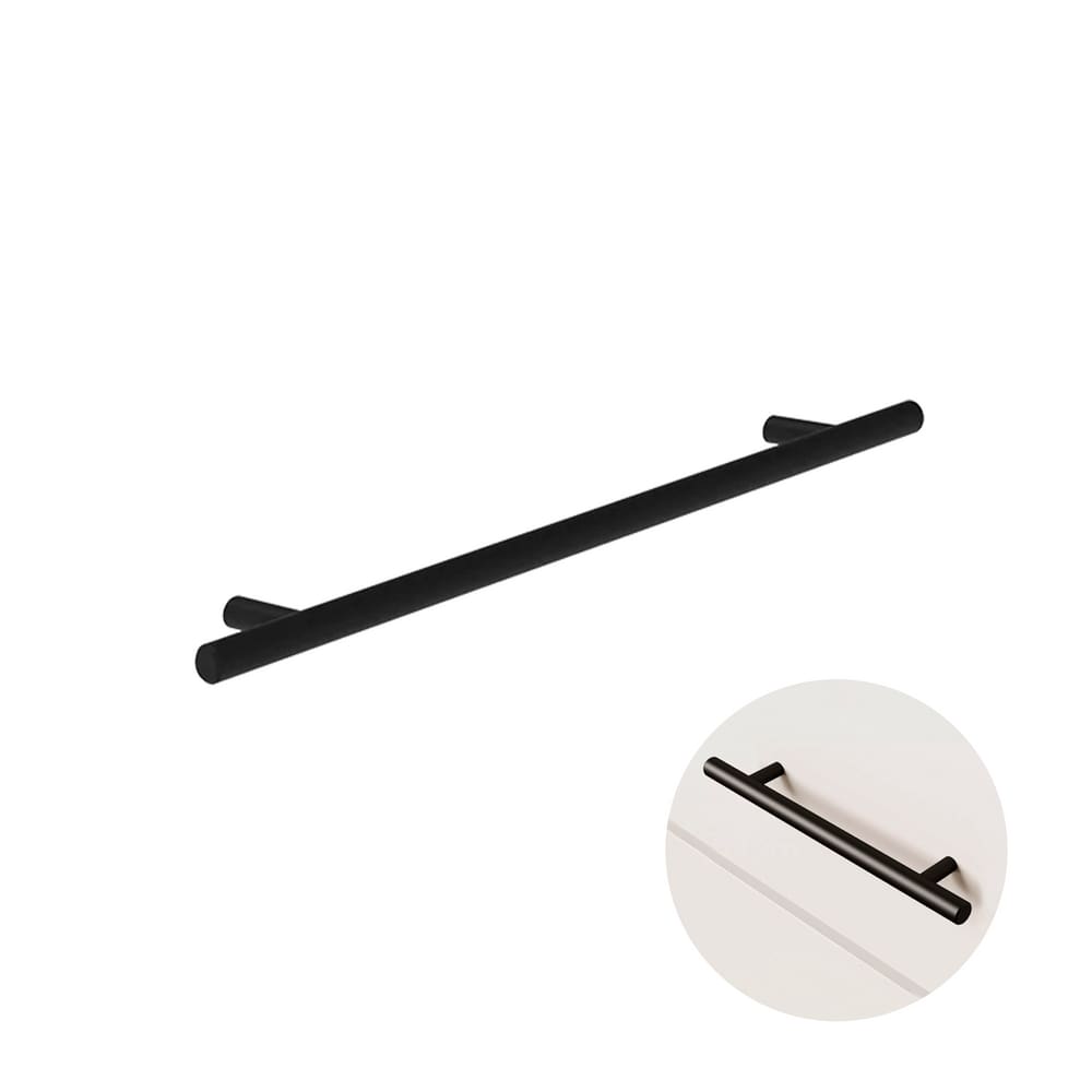 Puxador Disia 192 Mm Haste Redondo Inox Preto