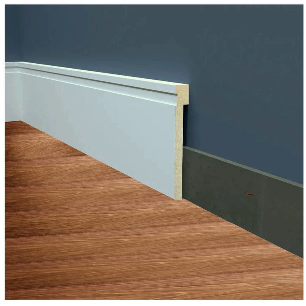 Rodapé de Mdf 12cm X 18cm X 180cm Barra de Sobrepor com Friso 1202 Branco