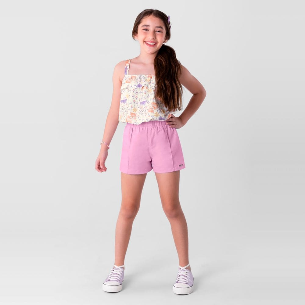 Conjunto infantil menina com blusa cropped Brandili