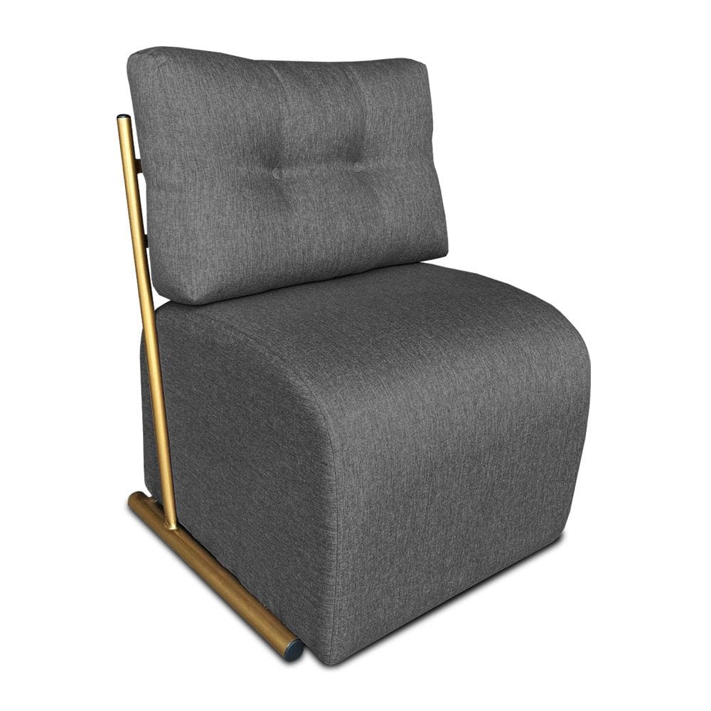 Poltrona Luxo Aurora Linho Base de Ferro Dourado - Pallazio