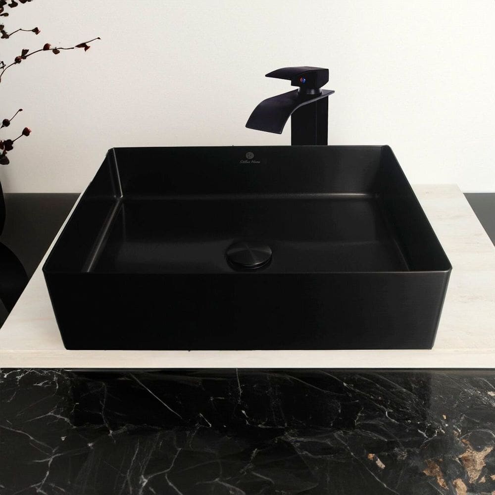 Cuba Retangular Banheiro Aço Inox 304 Preto