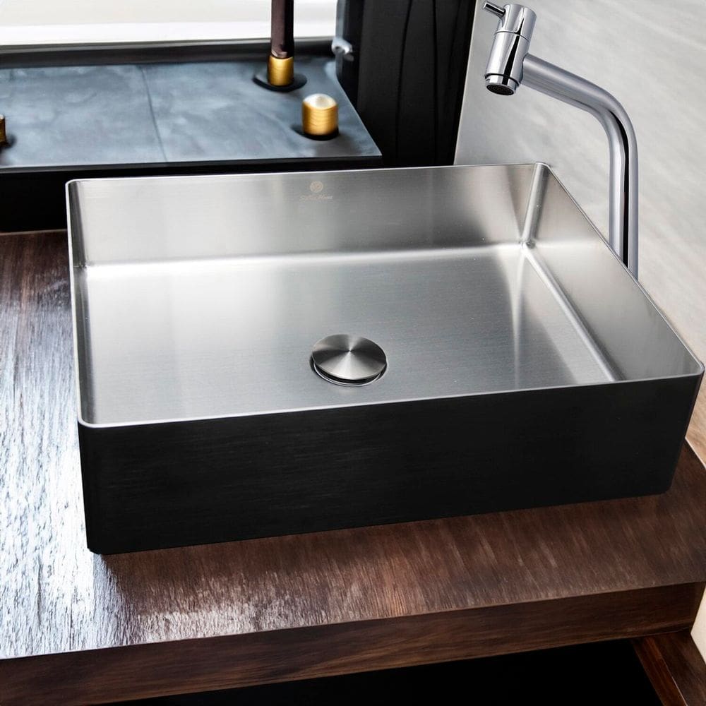 Cuba Retangular Banheiro Aço Inox 304 Escovada Aço Escovado