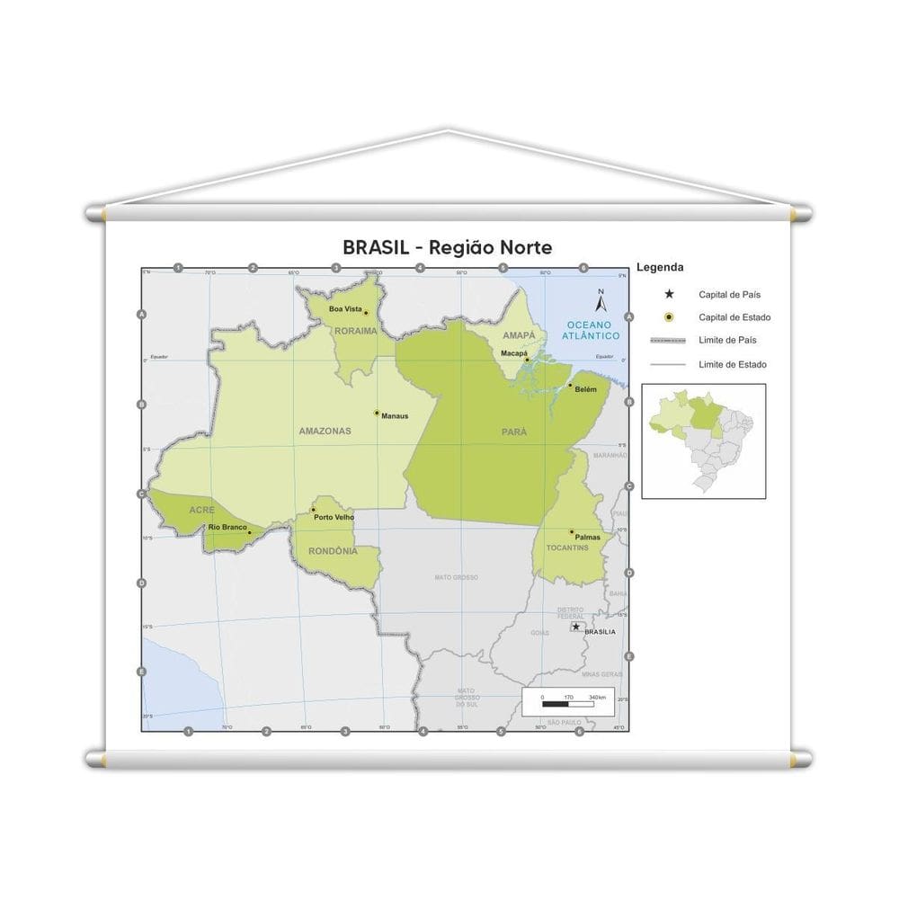 Banner Mapa Escolar Região Norte Geografia 130X100Cm