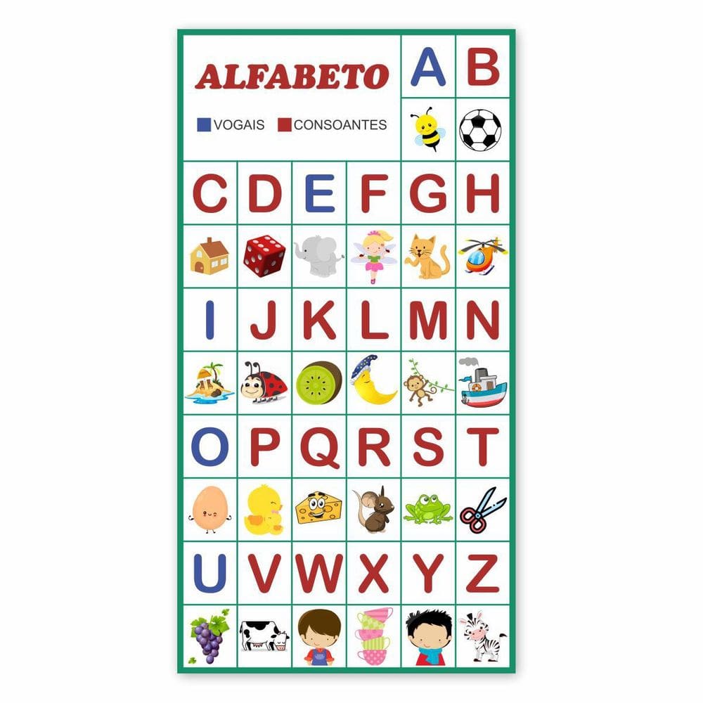 Banner Escolar Pedagógico Alfabeto Vogais Consoantes