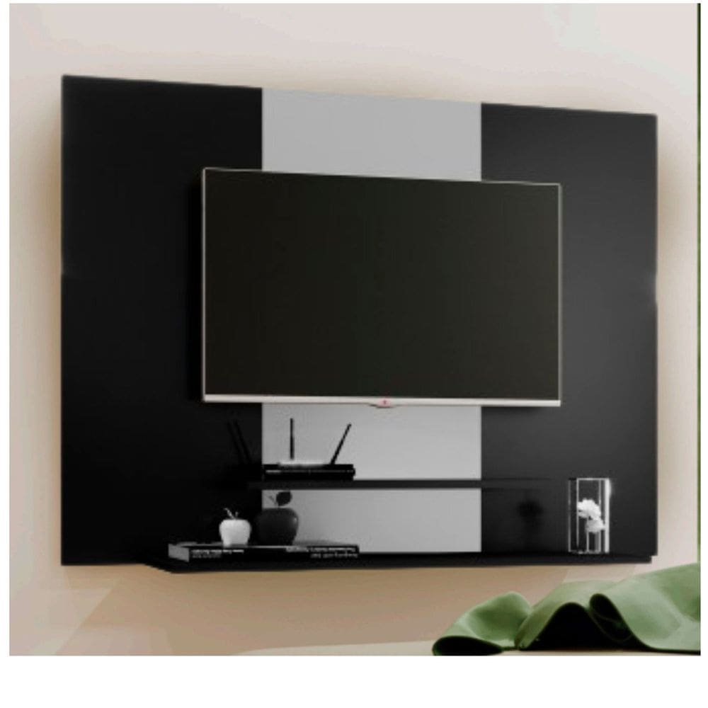 Painel para Tv até 50 Polegadas Suspenso Talento com 2 Prateleiras 91x120cm Preto / Branco