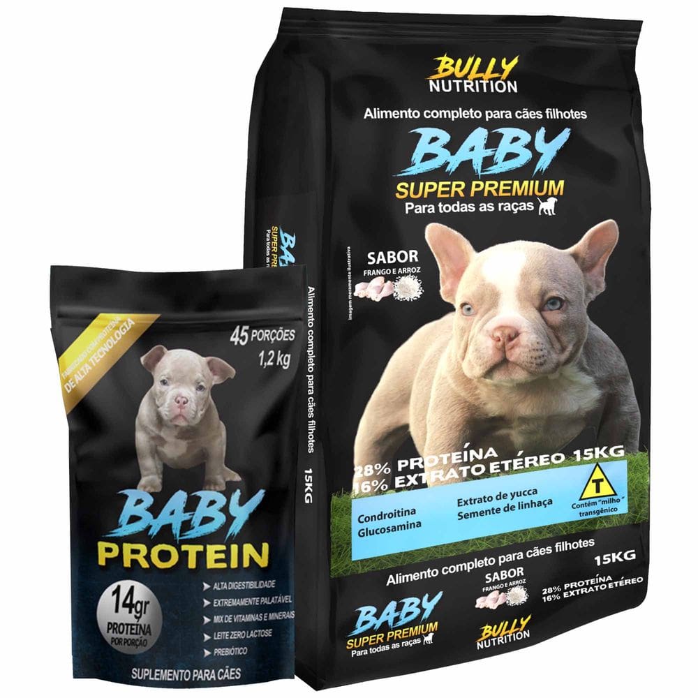 Ração Baby Super Premium + Suplemento Bully Baby Protein 1,2Kg