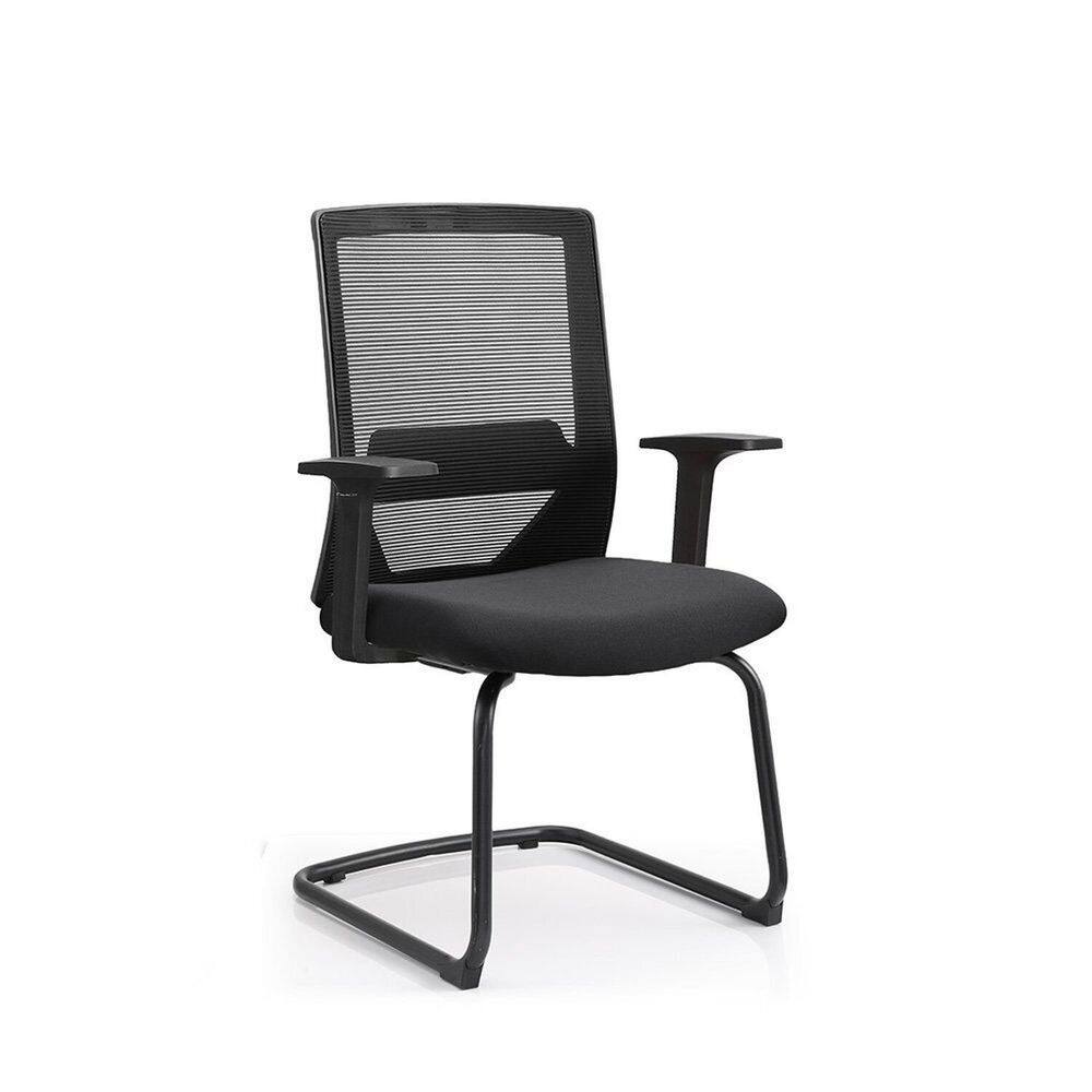 Cadeira Escritório Interlocutor Office Chicago Fixa Tela Mesh Preto