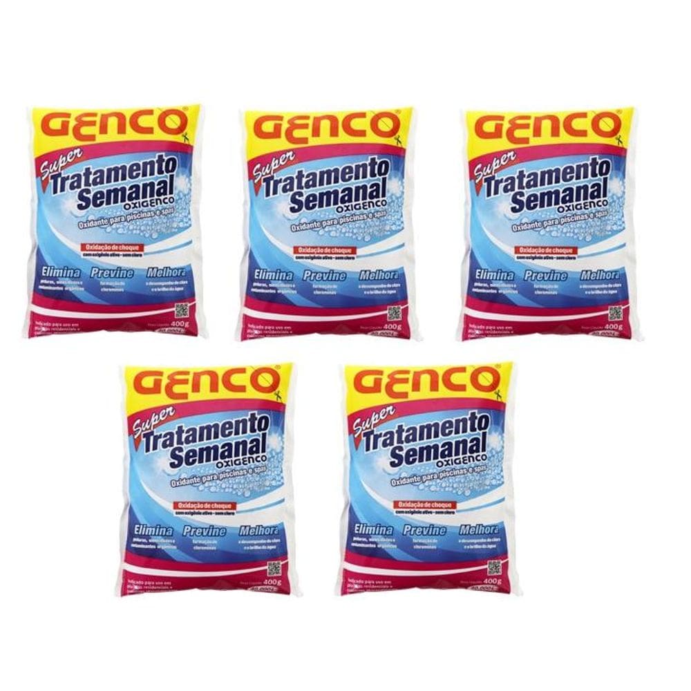 Kit 5 Oxigenco Tratamento Semanal Oxidante Para Piscinas