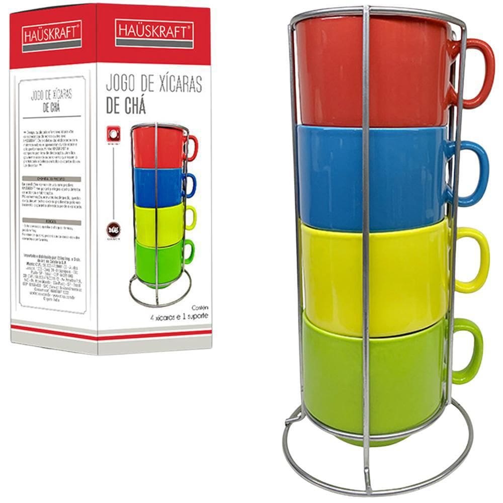 Jogo de Xícaras de Porcelana 4 Peças 200ml - Hauskraft
