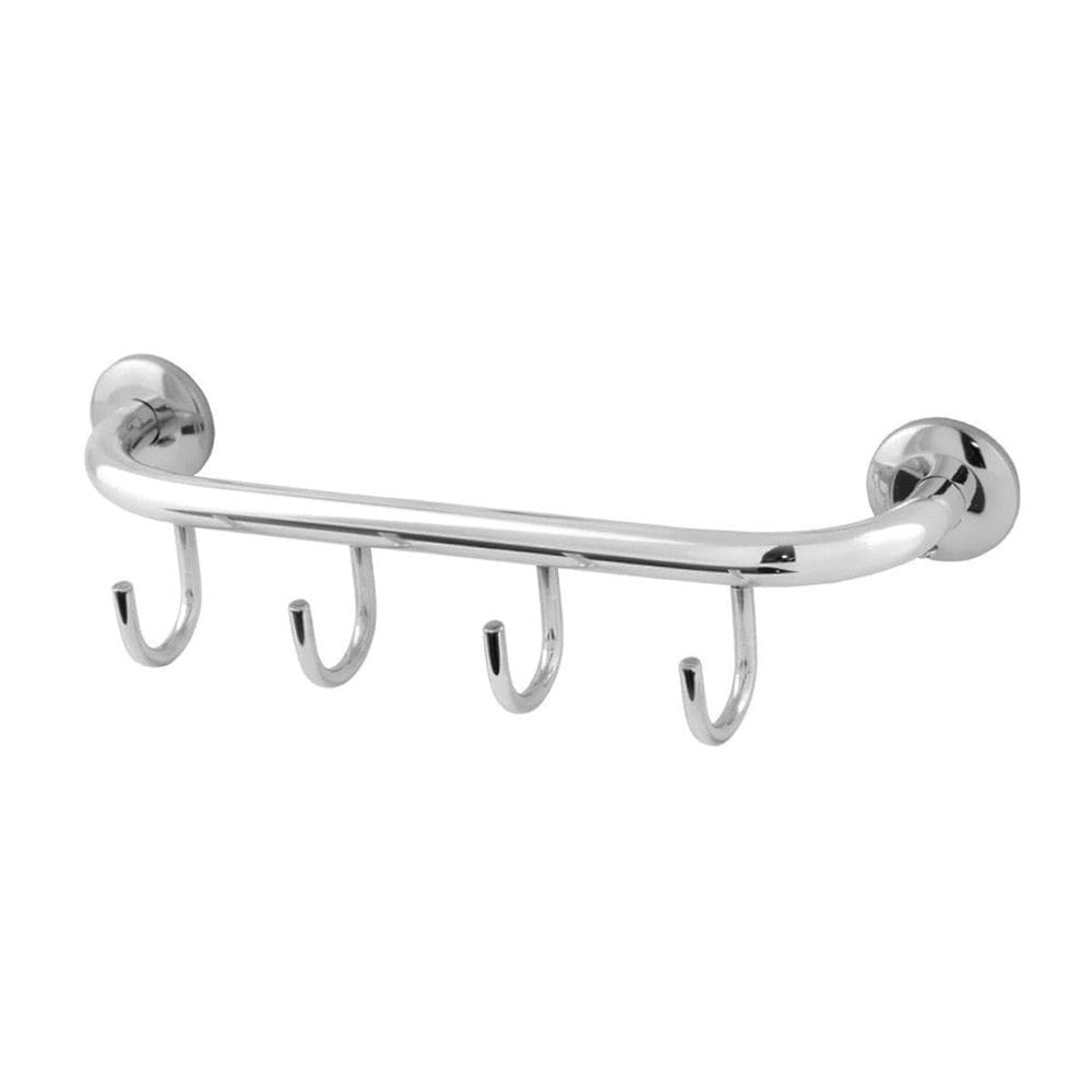Cabide Suporte Roupas Aço Inox Alumínio 4 Ganchos
