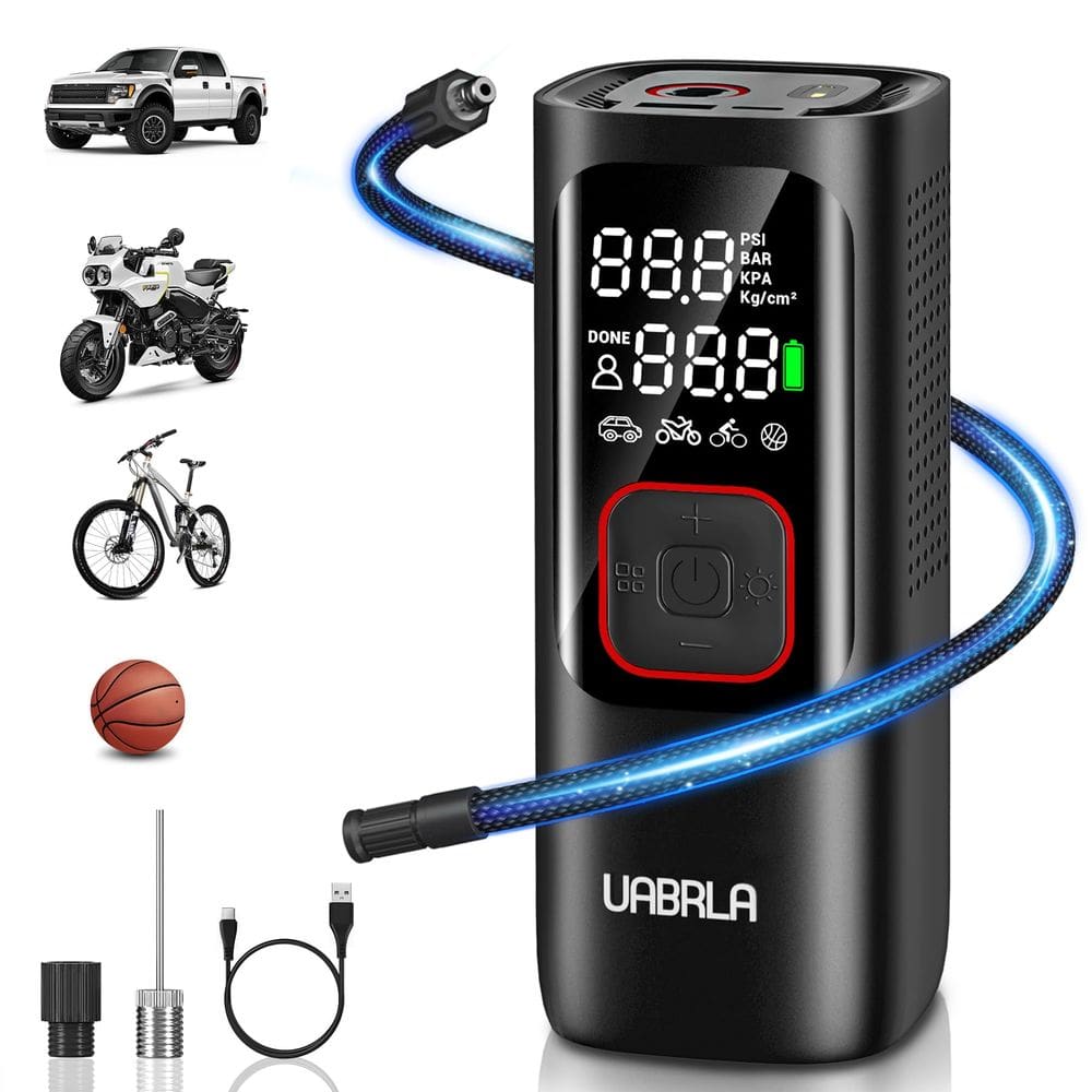 Inflador de pneus UABRLA Compressor de ar portátil 160PSI 25000mAh