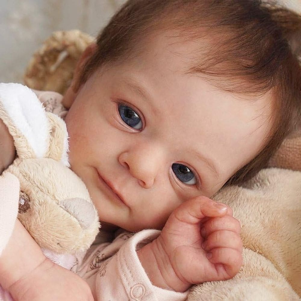 Boneca Reborn MYREBABY Claire 17 polegadas com cabelo castanho e olhos azuis