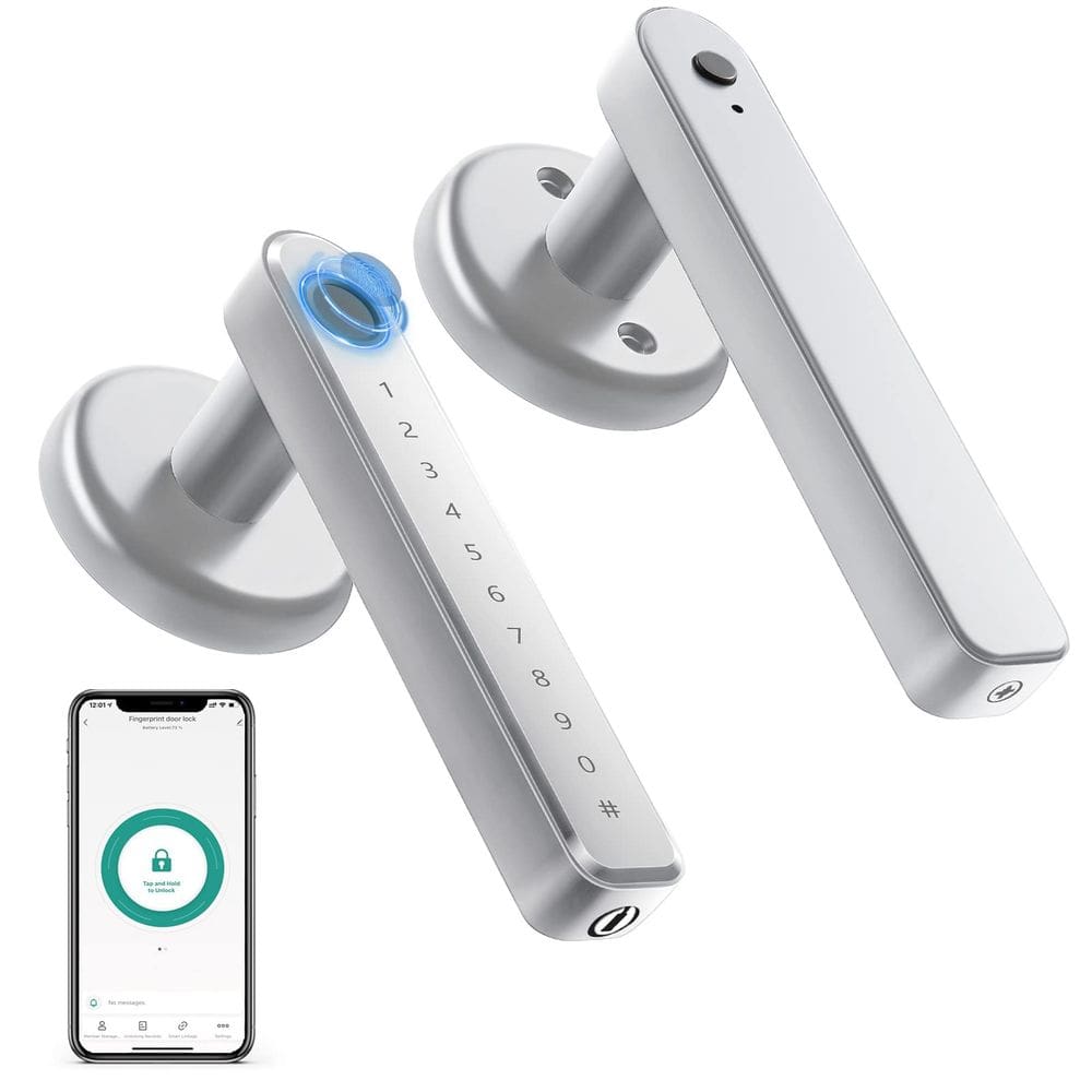 Fechadura de porta inteligente IRONZON Fingerprint App/Code/Key Silver
