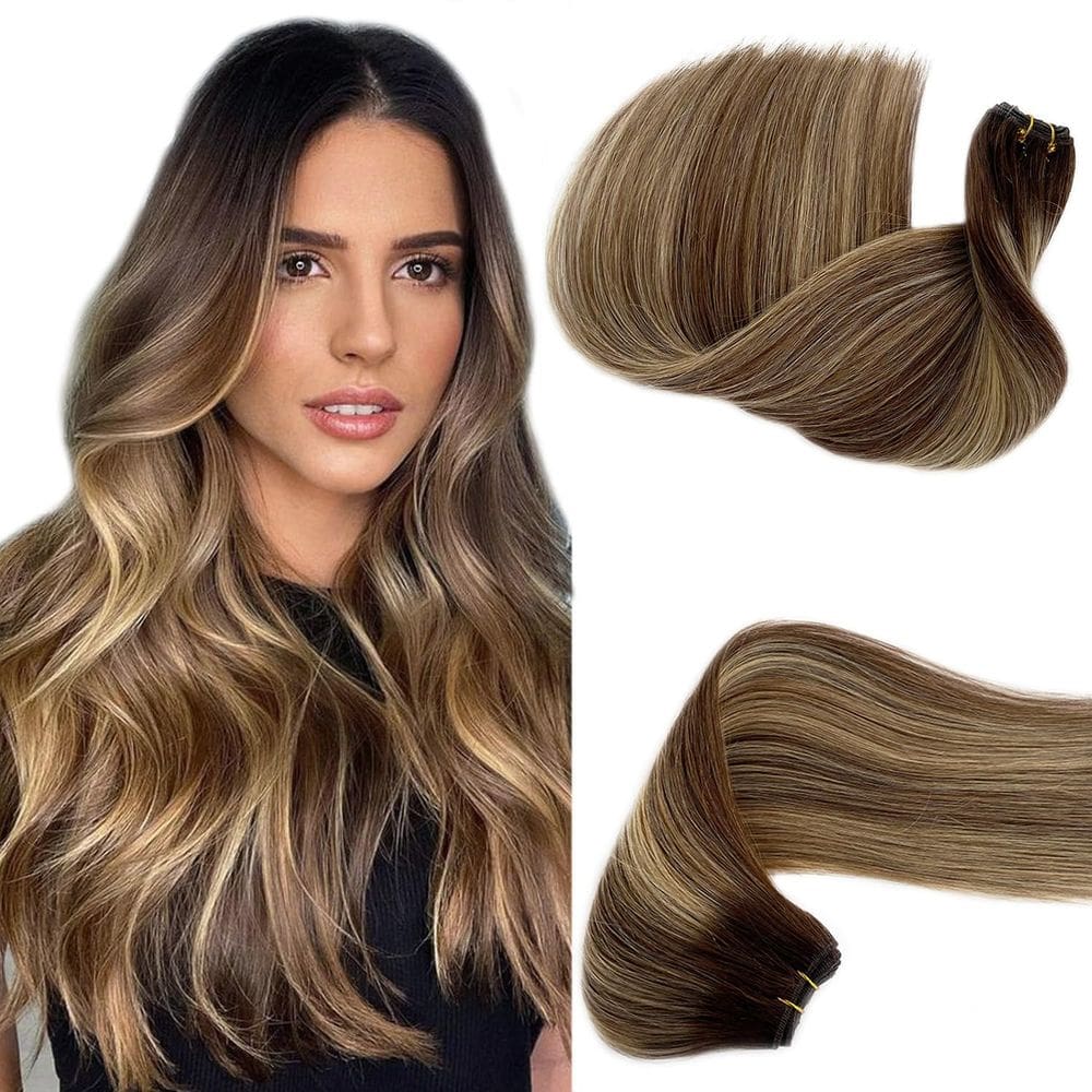 Costure em extensões de cabelo Benafee, trama amarrada à mão, 40-60 cm