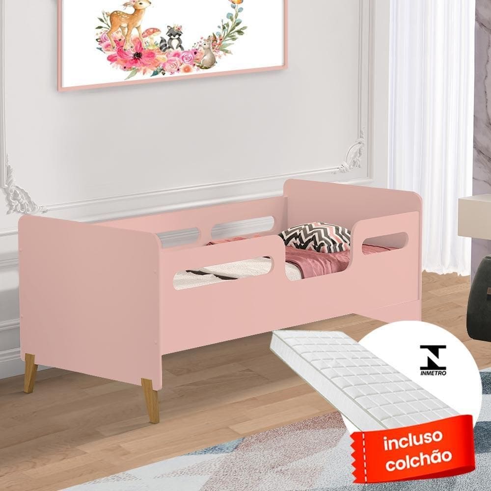 Cama Infantil Com Colchão Grades De Proteção Cecilia VJ Móveis