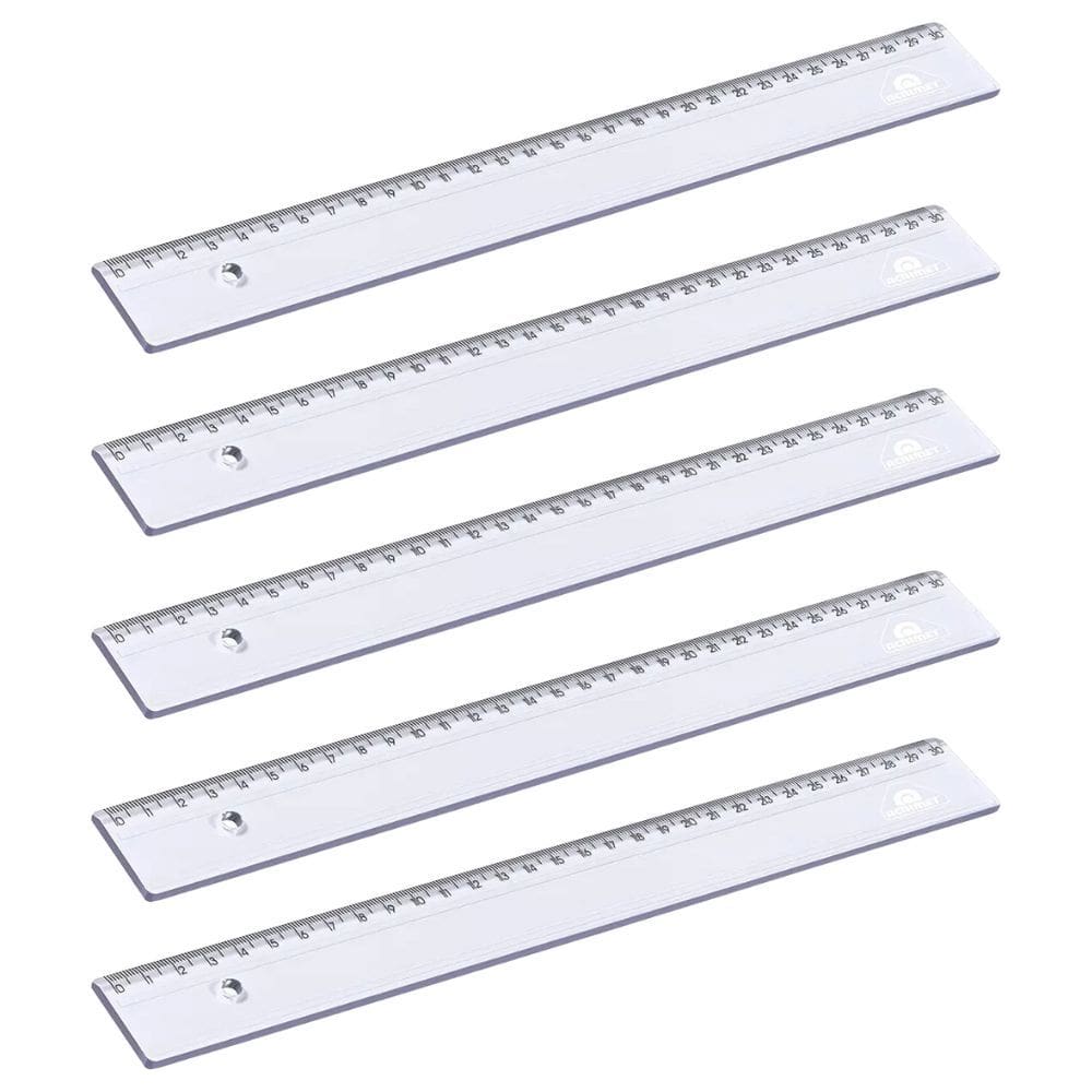 Kit 05 Réguas 30cm Poliestireno Transparente Cristal - Acrimet