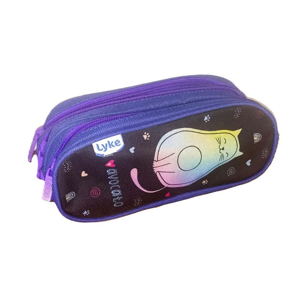 Estojo Escolar 3 Divisórias I Love Avocato Roxo Lyke