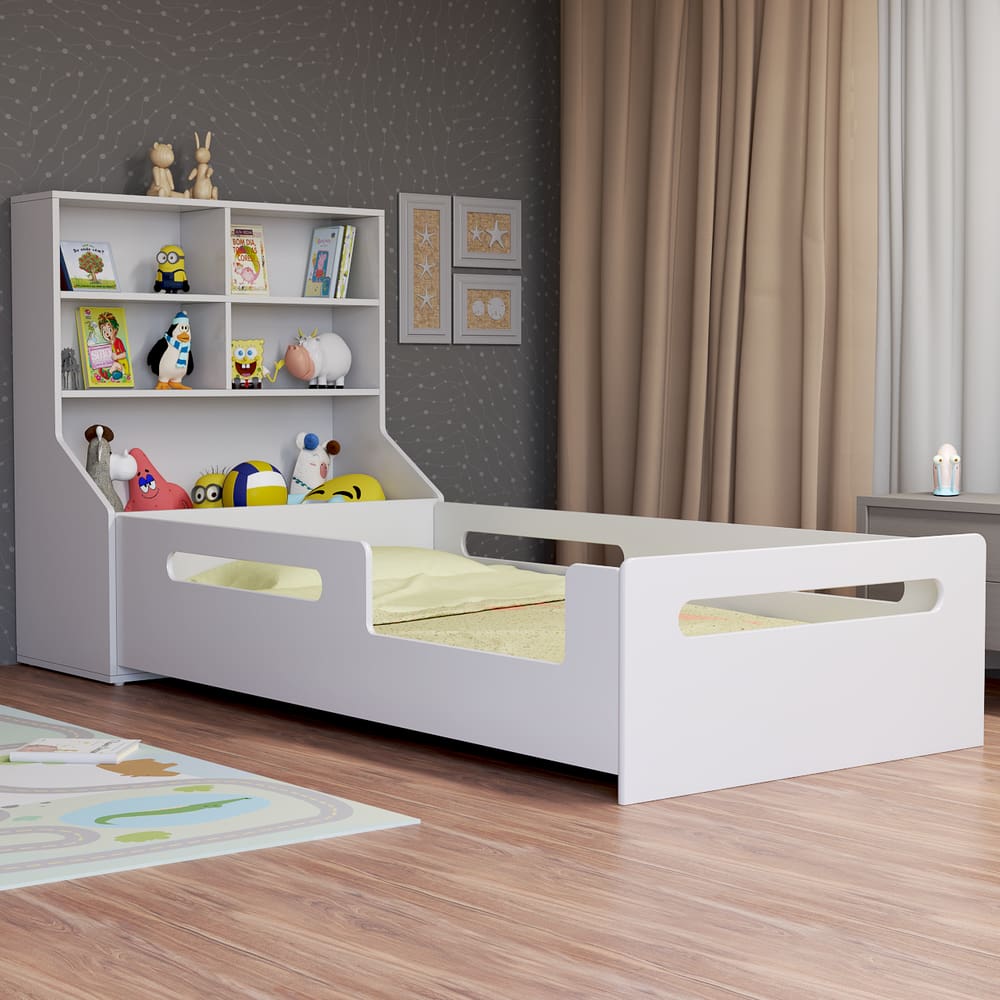 Cama Infantil Funcional Estilo Montessoriano com Espaço para Brinquedos e Livros