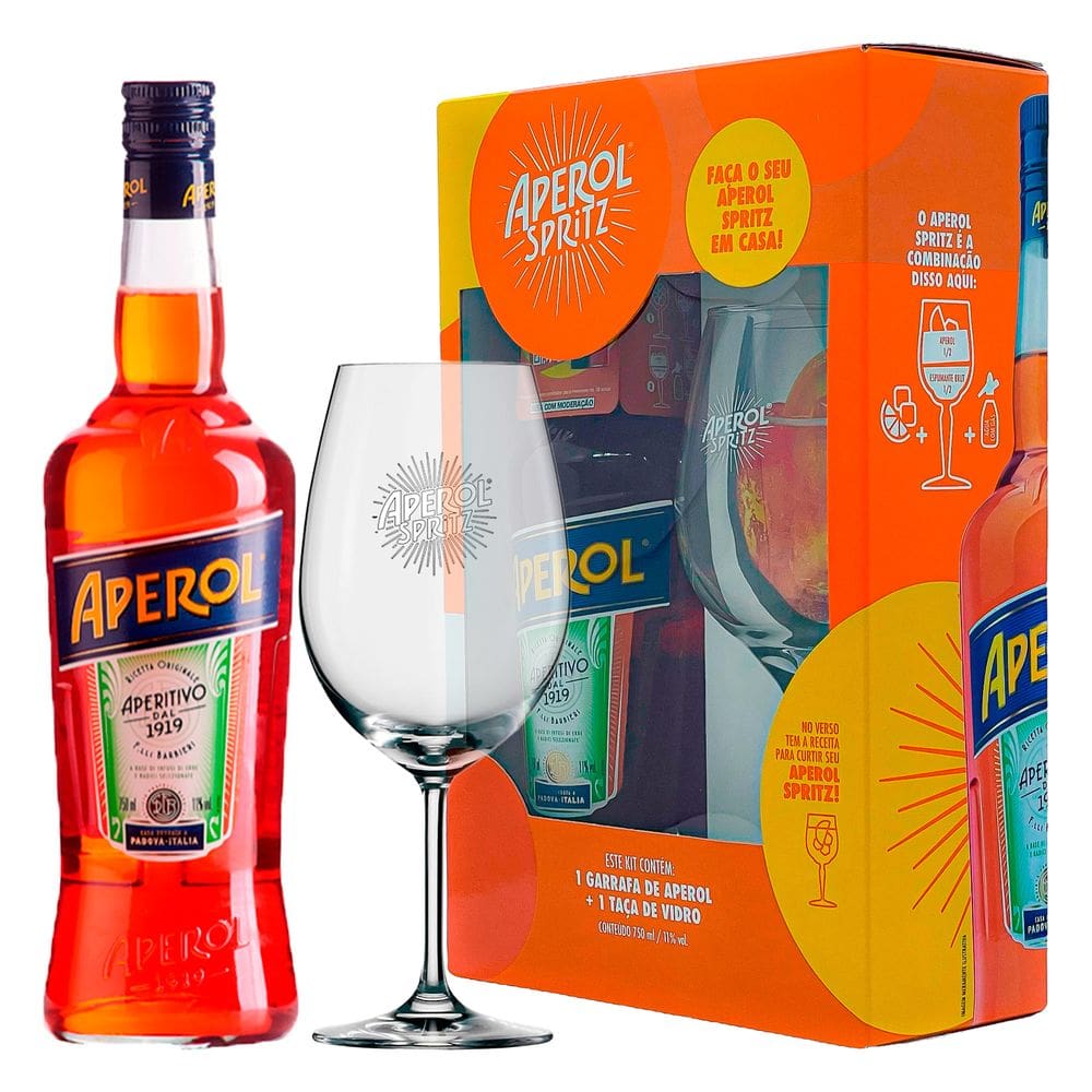 Kit Aperitivo Aperol 750ml + Taça